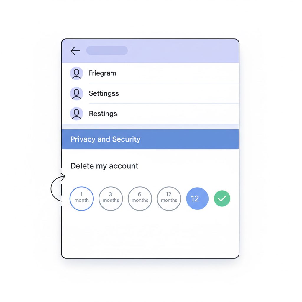 A diagram showing the user flow in Telegram's settings to change the account self-destruct timer.